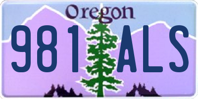 OR license plate 981ALS