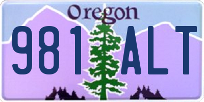 OR license plate 981ALT