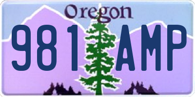 OR license plate 981AMP