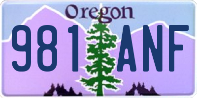 OR license plate 981ANF