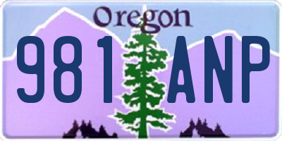 OR license plate 981ANP