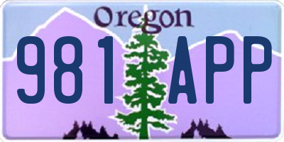 OR license plate 981APP