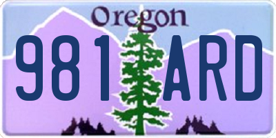 OR license plate 981ARD