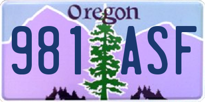 OR license plate 981ASF