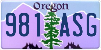 OR license plate 981ASG