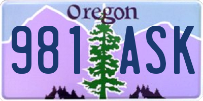 OR license plate 981ASK