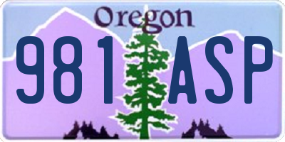 OR license plate 981ASP