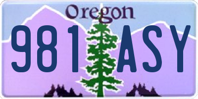 OR license plate 981ASY