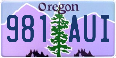 OR license plate 981AUI