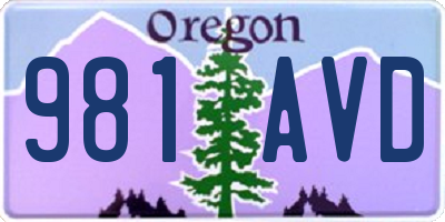 OR license plate 981AVD