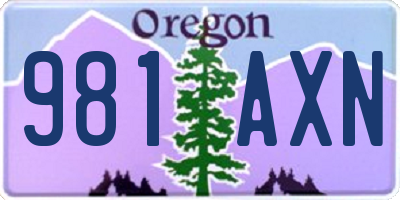 OR license plate 981AXN