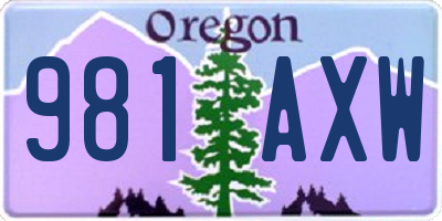 OR license plate 981AXW