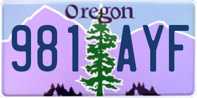 OR license plate 981AYF
