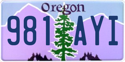OR license plate 981AYI