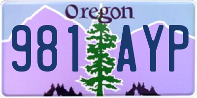 OR license plate 981AYP