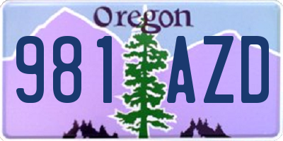 OR license plate 981AZD