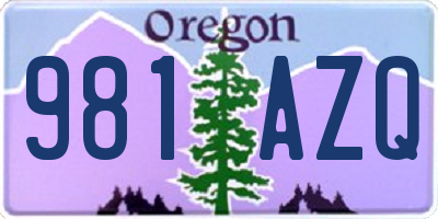 OR license plate 981AZQ