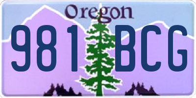 OR license plate 981BCG