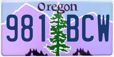 OR license plate 981BCW