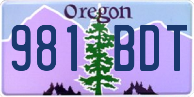 OR license plate 981BDT