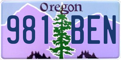OR license plate 981BEN