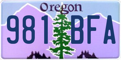 OR license plate 981BFA