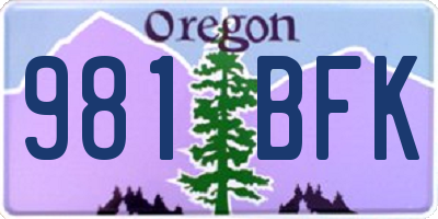 OR license plate 981BFK