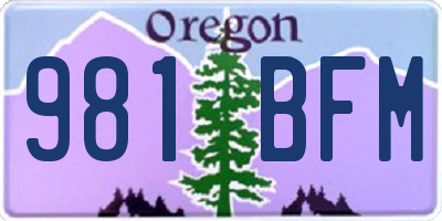 OR license plate 981BFM