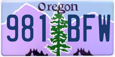 OR license plate 981BFW