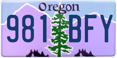 OR license plate 981BFY