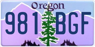 OR license plate 981BGF