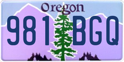 OR license plate 981BGQ