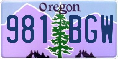 OR license plate 981BGW