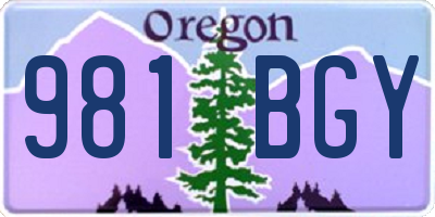 OR license plate 981BGY