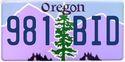 OR license plate 981BID