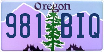OR license plate 981BIQ