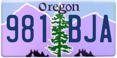 OR license plate 981BJA