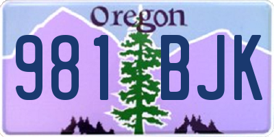 OR license plate 981BJK
