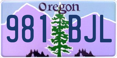 OR license plate 981BJL