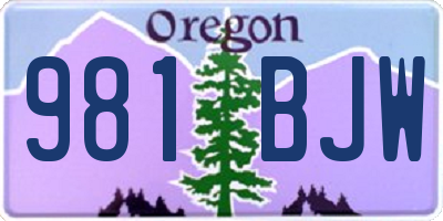 OR license plate 981BJW