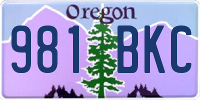 OR license plate 981BKC