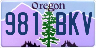 OR license plate 981BKV