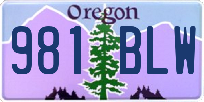 OR license plate 981BLW