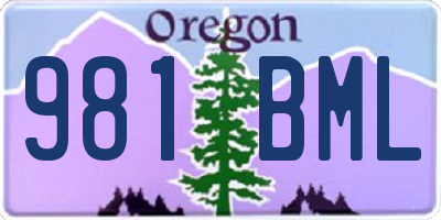 OR license plate 981BML