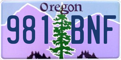 OR license plate 981BNF