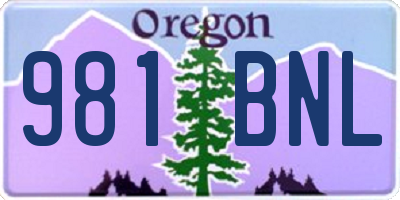 OR license plate 981BNL