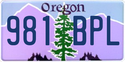OR license plate 981BPL