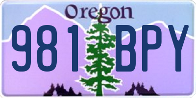 OR license plate 981BPY
