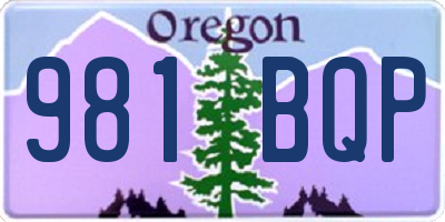 OR license plate 981BQP