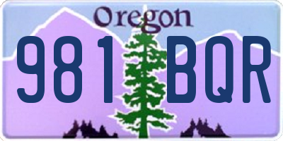 OR license plate 981BQR